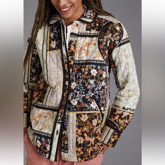 Anthropologie Jackets & Blazers - Anthropologie Jacket Patchwork Quilted Jacket Floral Boho Coat Size S